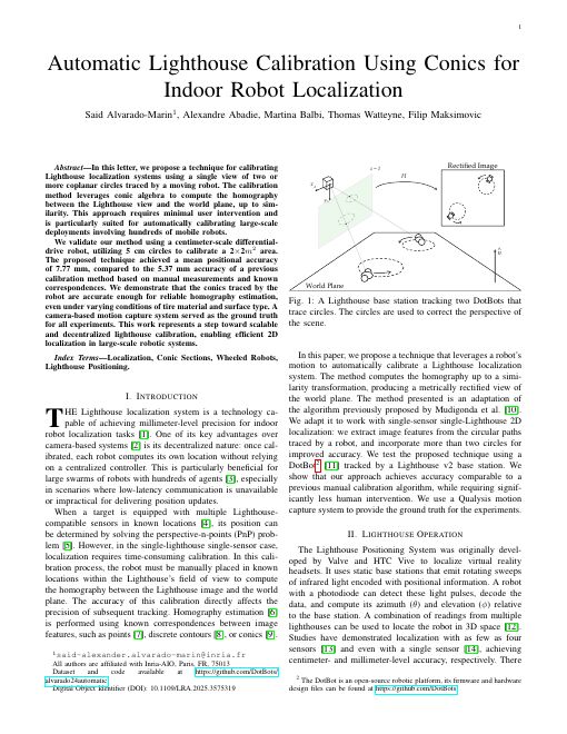 First page of the Lighthouse conics calibration paper.